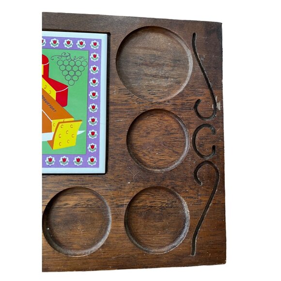 Vintage Wood Charcuterie  Cheese Board With Swiss & French Cheese Design - Picture 3 of 10